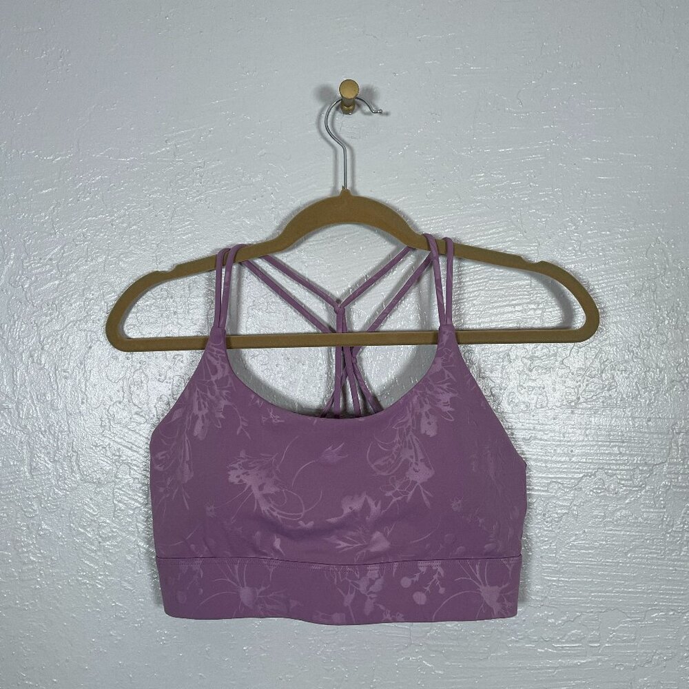 Zyia Active Women M Lilac Lavender Purple Floral Double Strap Sports Bra Padded